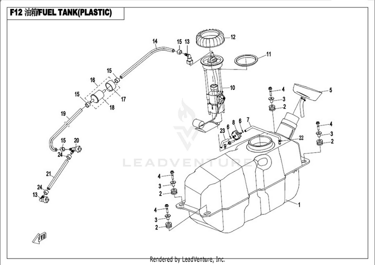 Fuel Tank (Plastic) CFORCE 800 CF800-2 2017 Crystal Orange Schematic