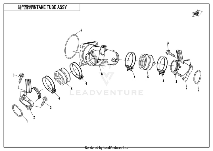 Intake Manifold Assy. CF1000UU UFORCE 1000 2019 ATHENS BLUE Schematic