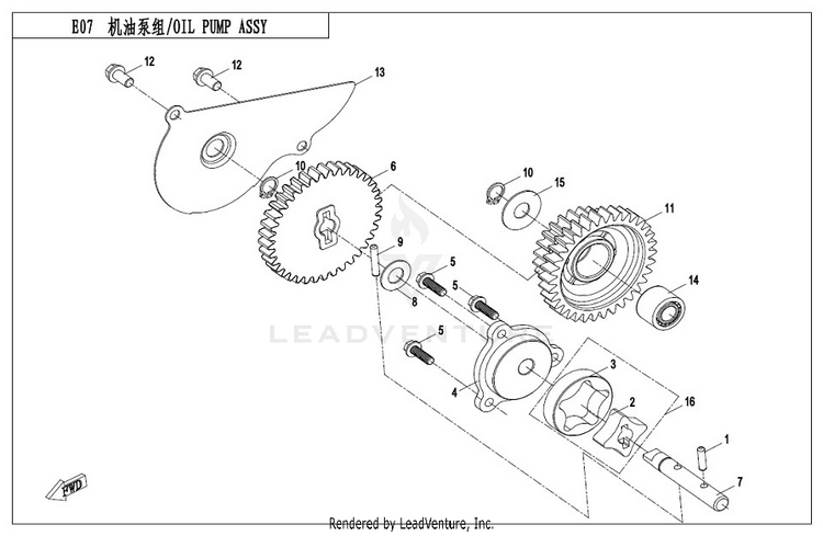 Oil Pump Assy CF500AU-7S CFORCE 500 S 2017 Ferrari  Red Schematic