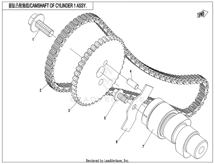 Camshaft Of Cylinder 1 Assy. CF800 ZFORCE 800 EX EPS 2022 ATHENS BLUE Schematic