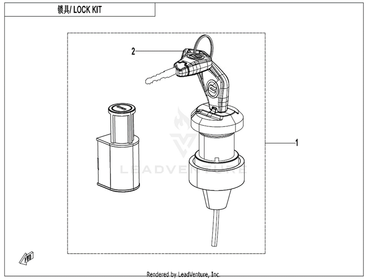 Lock Kit(With Gearshift Lock) CF600AU-3S CFORCE 600 2022 Force Red Schematic