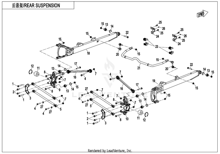 Rear Suspension ZFORCE 950 Sport CF1000US-A 2020 Fire Red Schematic