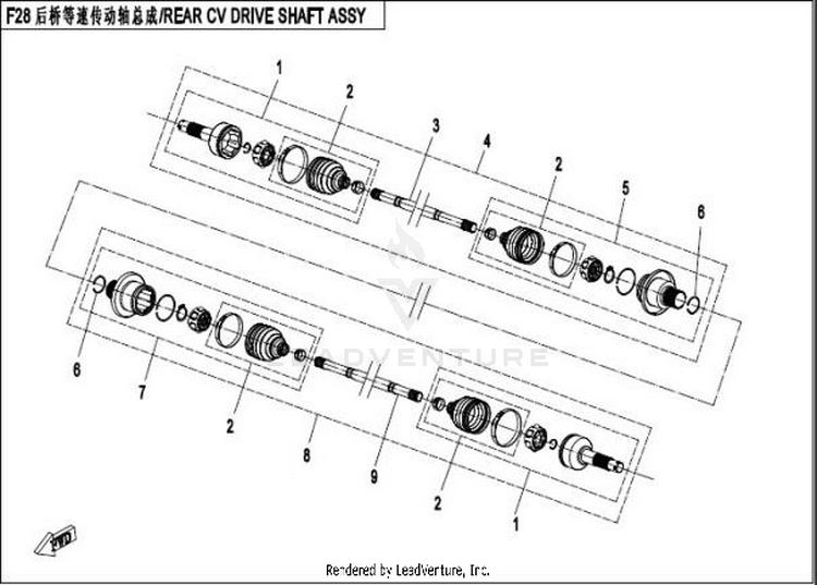 Rear Cv Drive Shaft Assy(Odm) CFORCE 400 CF400AU 2016 Crystal Orange Schematic