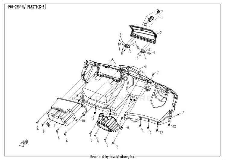 Bottom Plastic UFORCE 500 CF500UU 2017 Crystal Orange Schematic