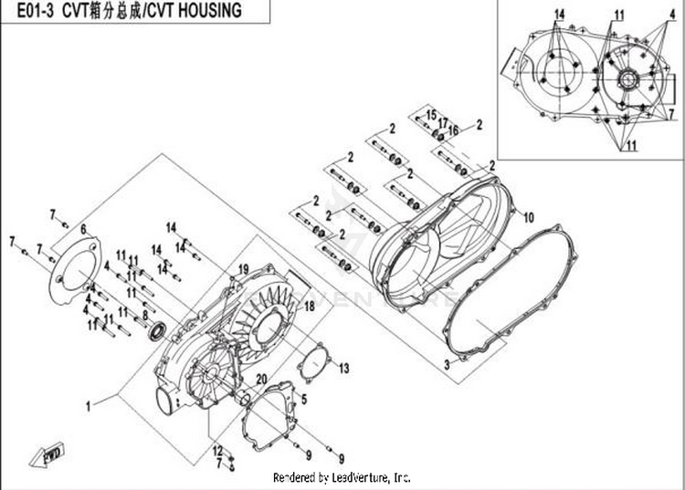 Cvt Housing Assy CFORCE 400 CF400AU 2016 Crystal Orange Schematic