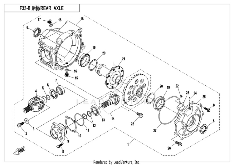 Rear Axle(No Differential) CF800-3 UFORCE 800 EPS 2018 Grey Schematic