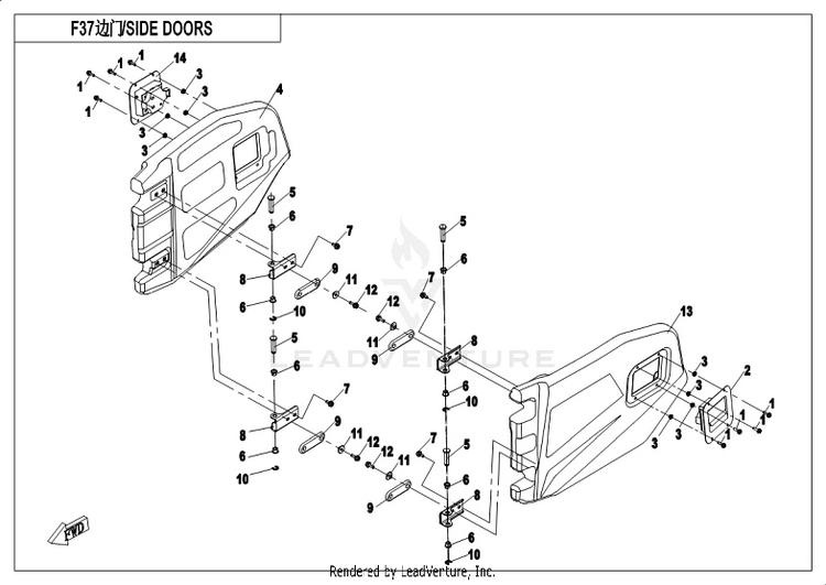 Side Doors CF800-3 UFORCE 800 EPS 2018 Grey Schematic