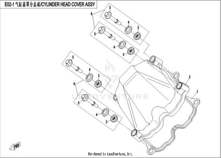 Cylinder Head Cover Assy CFORCE 400 CF400AU 2016 Crystal Orange Schematic