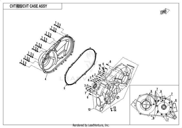 Cvt Case Assy. CF1000UU UFORCE 1000 2019 ATHENS BLUE Schematic