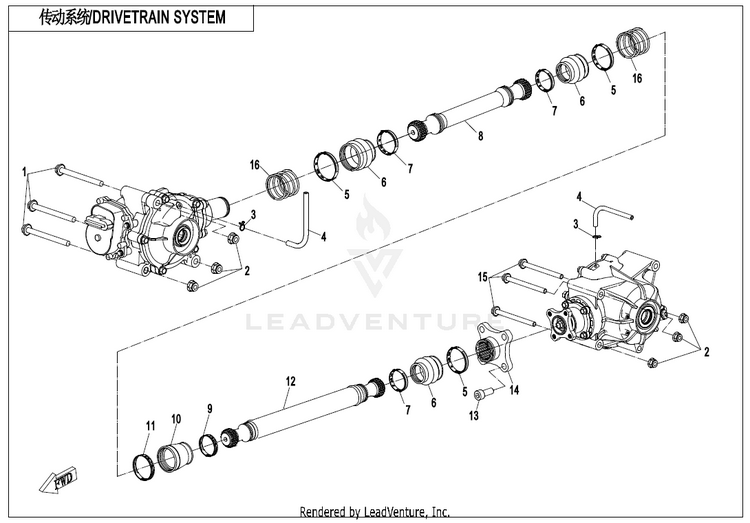 Drivetrain System CF800AU-2A CFORCE 800 EPS 2020 Crystal Orange Schematic