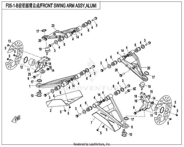 Front Swing Arm Assy,Alumi CFORCE 800 CF800-2 2017 Crystal Orange Schematic