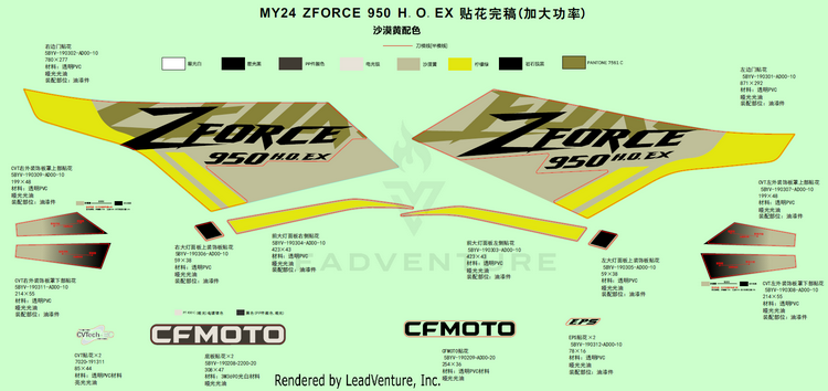 Decal,2024,Na(Desert Tan) ZFORCE 950 H.O. EX CF1000SZ-D 2024 Desert Tan Schematic