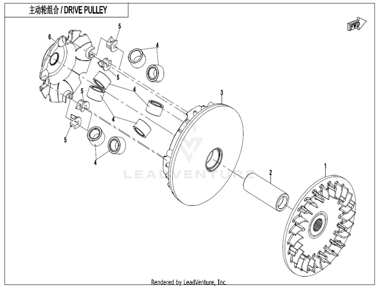 Drive Pulley (Wet Clutch) CF800 ZFORCE 800 EX EPS 2022 ATHENS BLUE Schematic