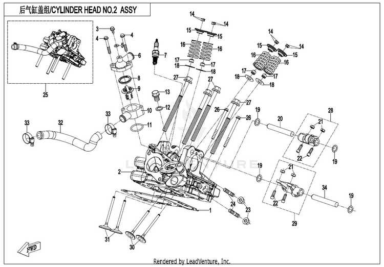 Cylinder Head No.2 Assy ZFORCE 950 HO EX CF1000SZ-D 2023 Nebula Black Schematic