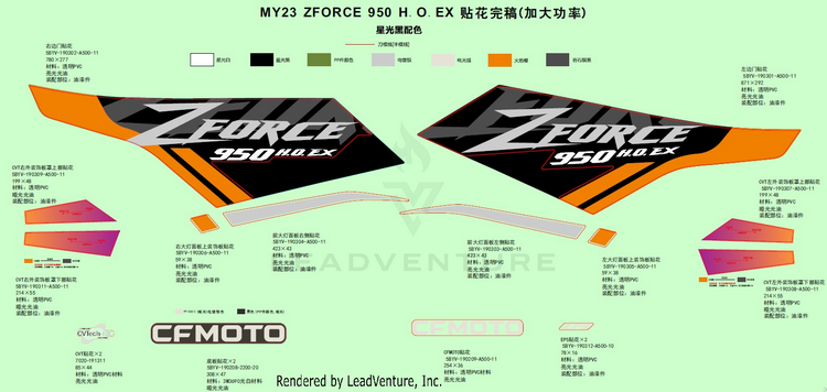 Decal,Na(Nebula Black) ZFORCE 950 HO EX CF1000SZ-D 2023 Nebula Black Schematic