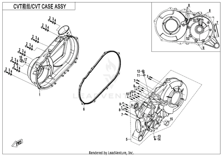 Cvt Case Assy ZFORCE 950 HO EX CF1000SZ-D 2023 Nebula Black Schematic