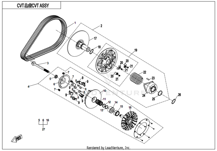 Cvt Assy(Non Speed Limited&Die Thrust Collar) CF800AU-2A CFORCE 800 EPS 2020 Crystal Orange Schematic