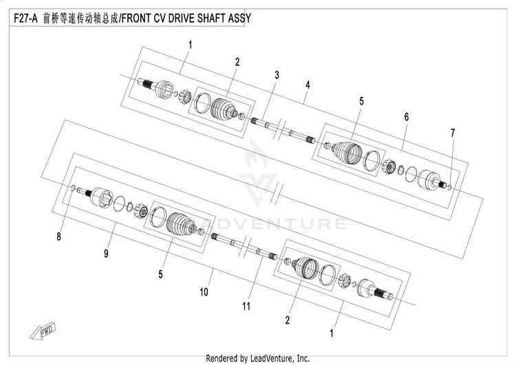 Front Cv Drive Shaft Assy (Sps) UFORCE 500 CF500UU 2017 Crystal Orange Schematic