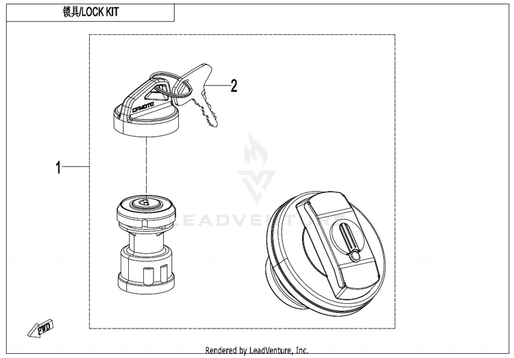 Lock Kit(Fuel Tank Cap With Keyhole) CF1000UZ UFORCE 1000 2025 Nebula Black Schematic