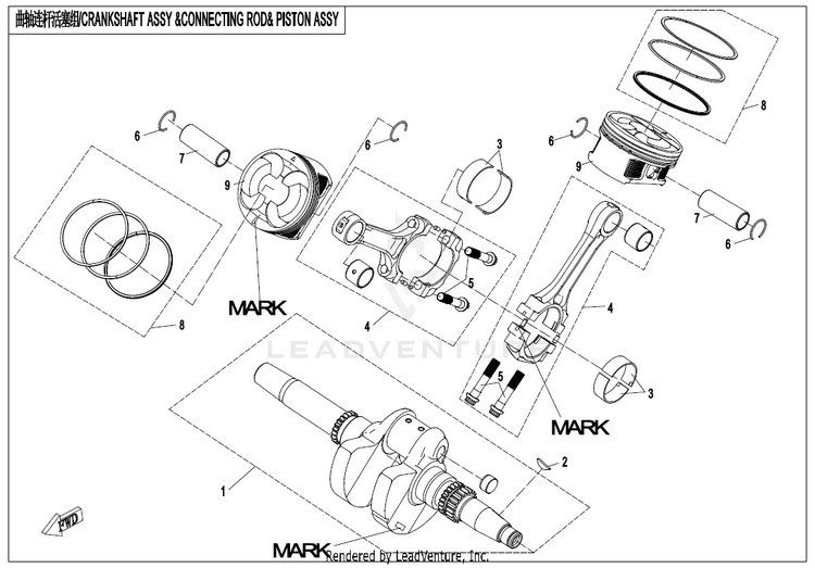 Crankshaft&Connecting Rod&Piston Assy CF800AU-2A CFORCE 800 EPS 2020 Crystal Orange Schematic