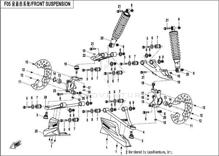 Front Suspension CFORCE 400 CF400AU 2016 Crystal Orange Schematic