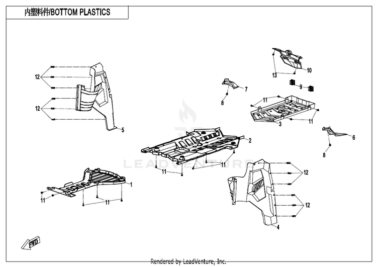 Bottom Plastics CF800AU-2A CFORCE 800 EPS 2020 Crystal Orange Schematic