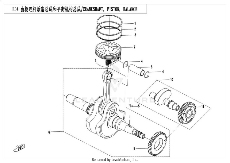 Crankshaft,Piston,Balancer UFORCE 500 CF500UU 2017 Crystal Orange Schematic