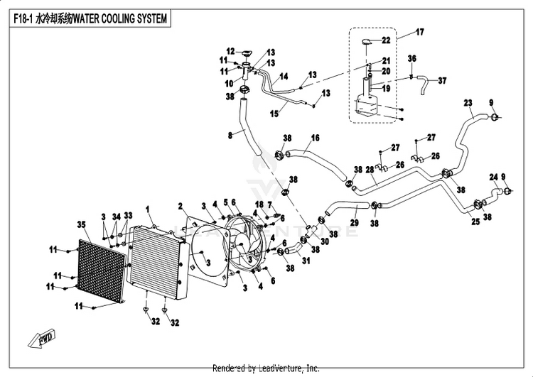 Water Cooling System CF800-3 UFORCE 800 EPS 2018 Grey Schematic