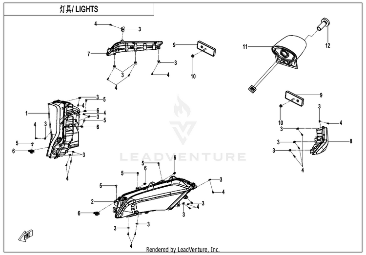 Light ZFORCE 950 Sport CF1000US-A 2020 Fire Red Schematic