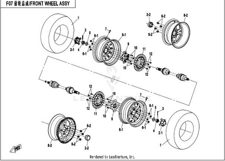 Front Wheel Assy CFORCE 400 CF400AU 2016 Crystal Orange Schematic