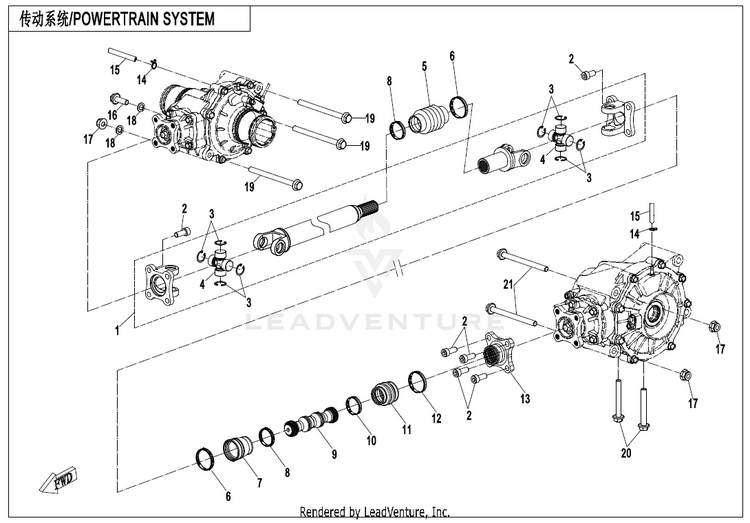 Drivetrain System ZFORCE 950 H.O. EX CF1000SZ-D 2024 Desert Tan Schematic
