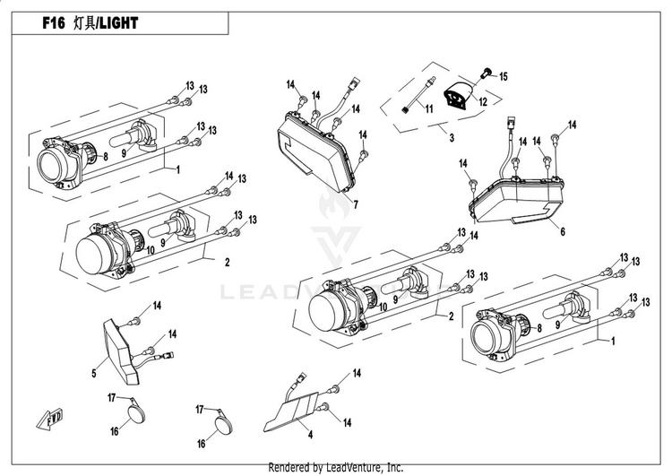 Lights CFORCE 500 HO CF500AU-6L 2017 Crystal Orange Schematic