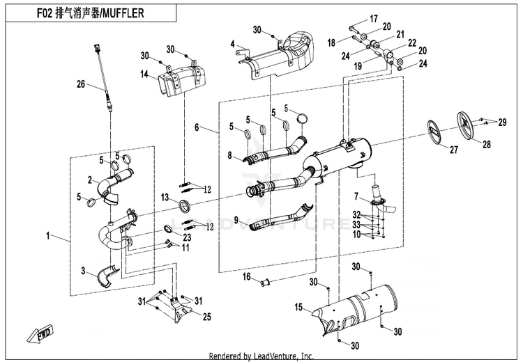 Muffler(Epa) CF500AZ-9S CFORCE 500 S 2022 Force Red Schematic