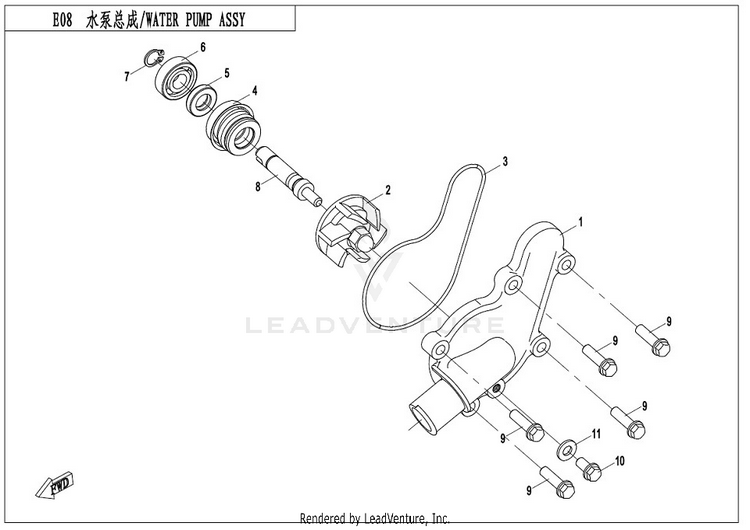 Water Pump Assy CFORCE 400 CF400AU 2017 Crystal Orange Schematic