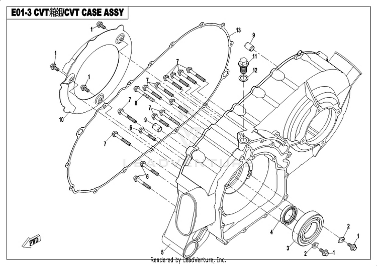 Cvt Case Assy CF800-3 UFORCE 800 EPS 2018 Grey Schematic