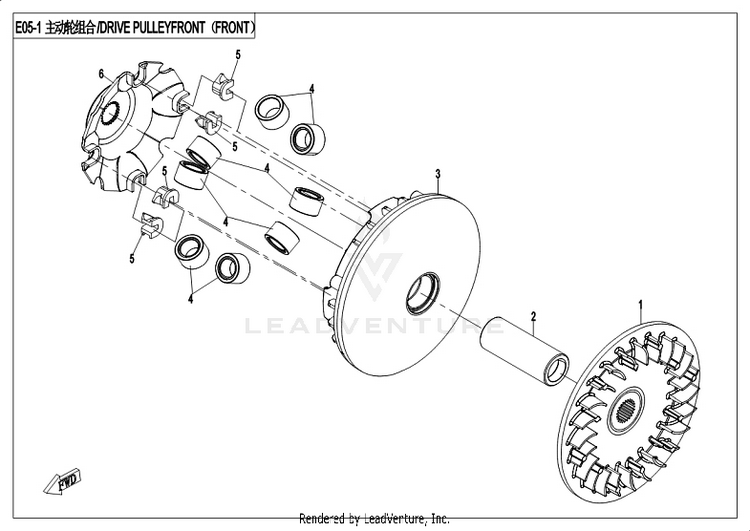 Drive Pulley(Front) CF800-3 UFORCE 800 EPS 2018 Grey Schematic