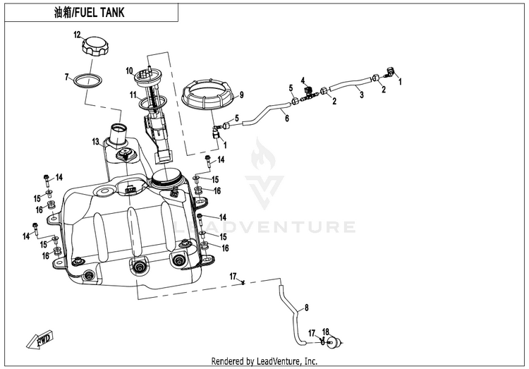 Fuel Tank(Na) CF800AU-2A CFORCE 800 EPS 2020 Crystal Orange Schematic