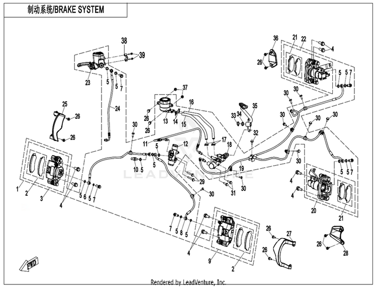 Brake System(Rh Parking) CF600AU-3S CFORCE 600 2022 Force Red Schematic