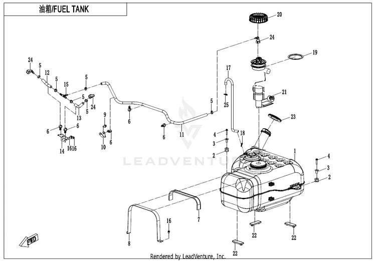 Fuel Tank(For Non Fuel Evaporation System) CF1000UZ UFORCE 1000 2025 Nebula Black Schematic