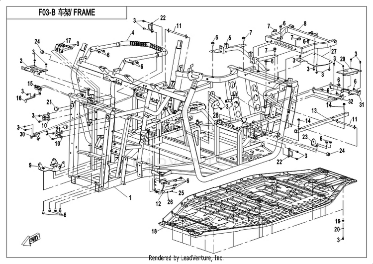 Frame CF800-3 UFORCE 800 EPS 2018 Grey Schematic