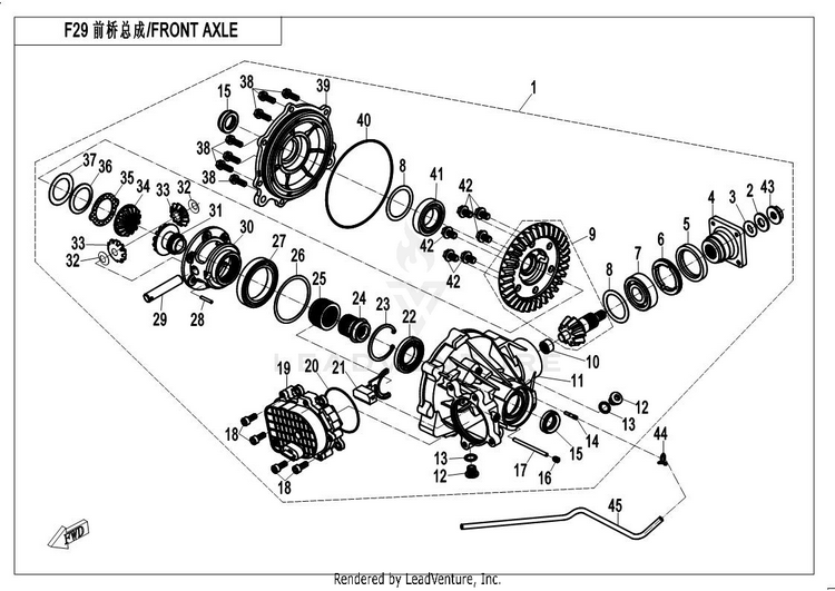 Front Differential UFORCE 500 CF500UU 2017 Crystal Orange Schematic