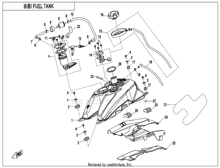 Fuel Tank CF600AU-3S CFORCE 600 2022 Force Red Schematic