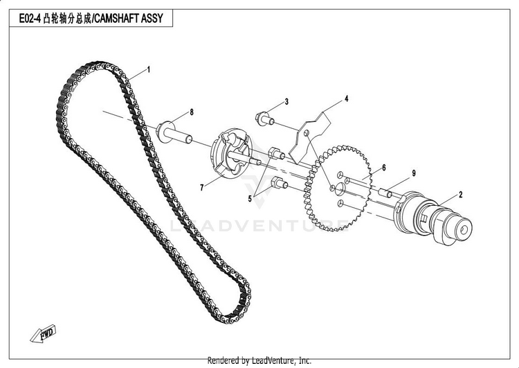 Camshaft Assy UFORCE 500 CF500UU 2017 Crystal Orange Schematic
