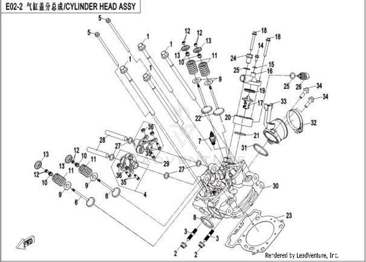 Cylinder Head Assy CFORCE 500 HO CF500AU-6L 2017 Crystal Orange Schematic