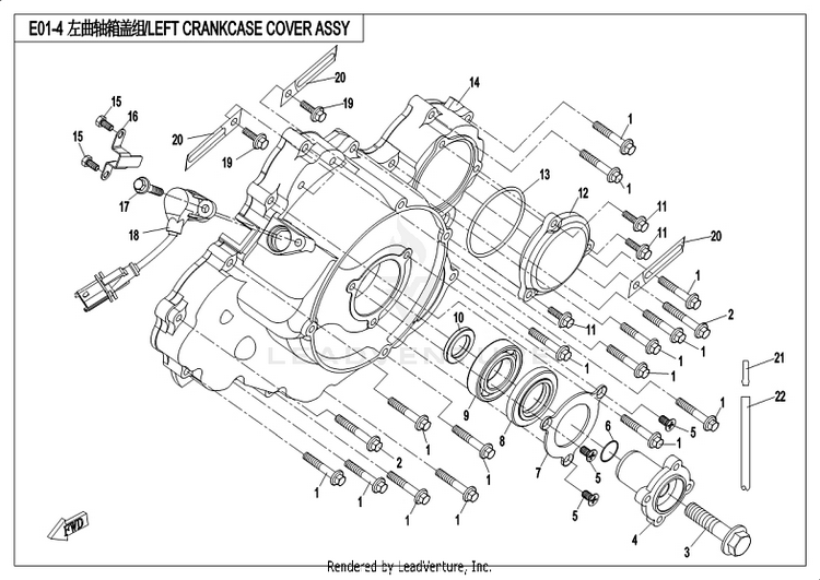 Left Crankcase Cover Assy CF800-3 UFORCE 800 EPS 2018 Grey Schematic