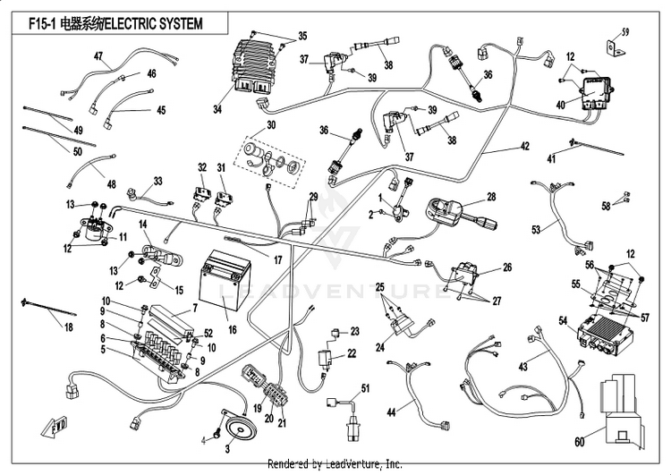Electric System CF800-3 UFORCE 800 EPS 2018 Grey Schematic