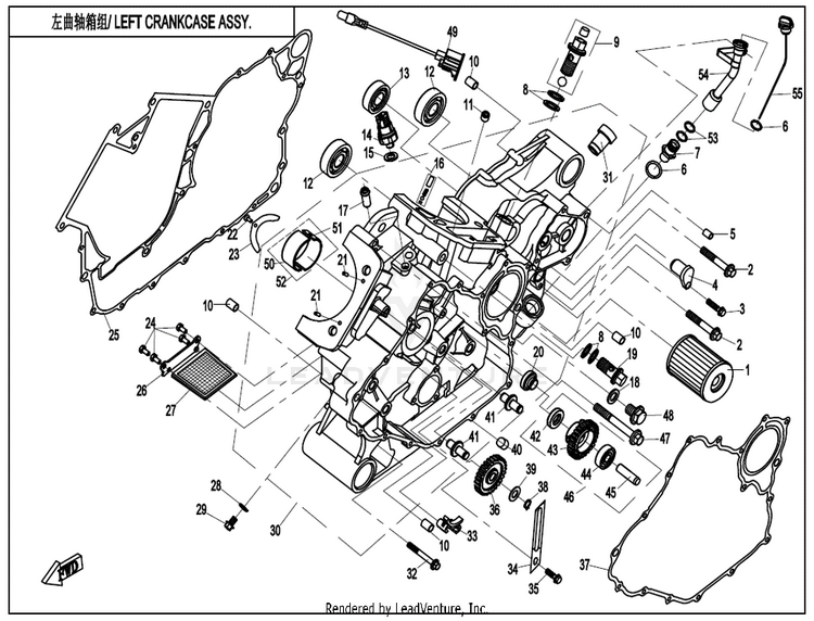Left Crankcase Assy. CF800 ZFORCE 800 EX EPS 2022 ATHENS BLUE Schematic