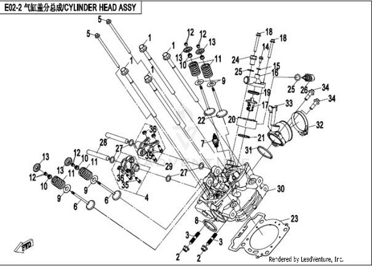 Cylinder Head Assy CFORCE 400 CF400AU 2016 Crystal Orange Schematic