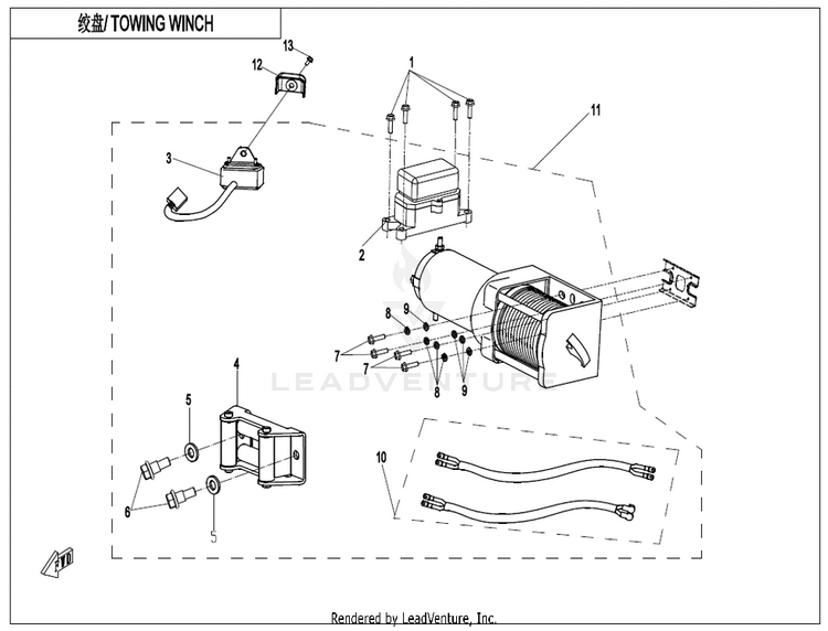 Towing Winch CF600AU-3S CFORCE 600 2022 Force Red Schematic