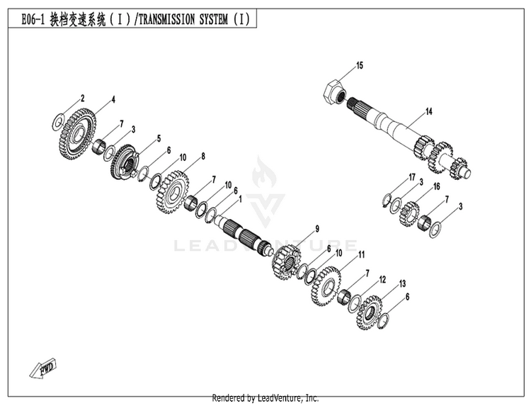Transmission System (1) CF500AZ-9S CFORCE 500 S 2022 Force Red Schematic